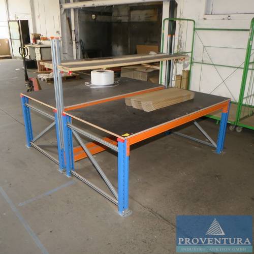 Montagetische Schwerlast Stahl/Holz ca. 240x90t cm